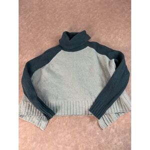 Madewell Women Colorblock Eastbrook Turtleneck Cross-Back Frosted Sage Sweater M